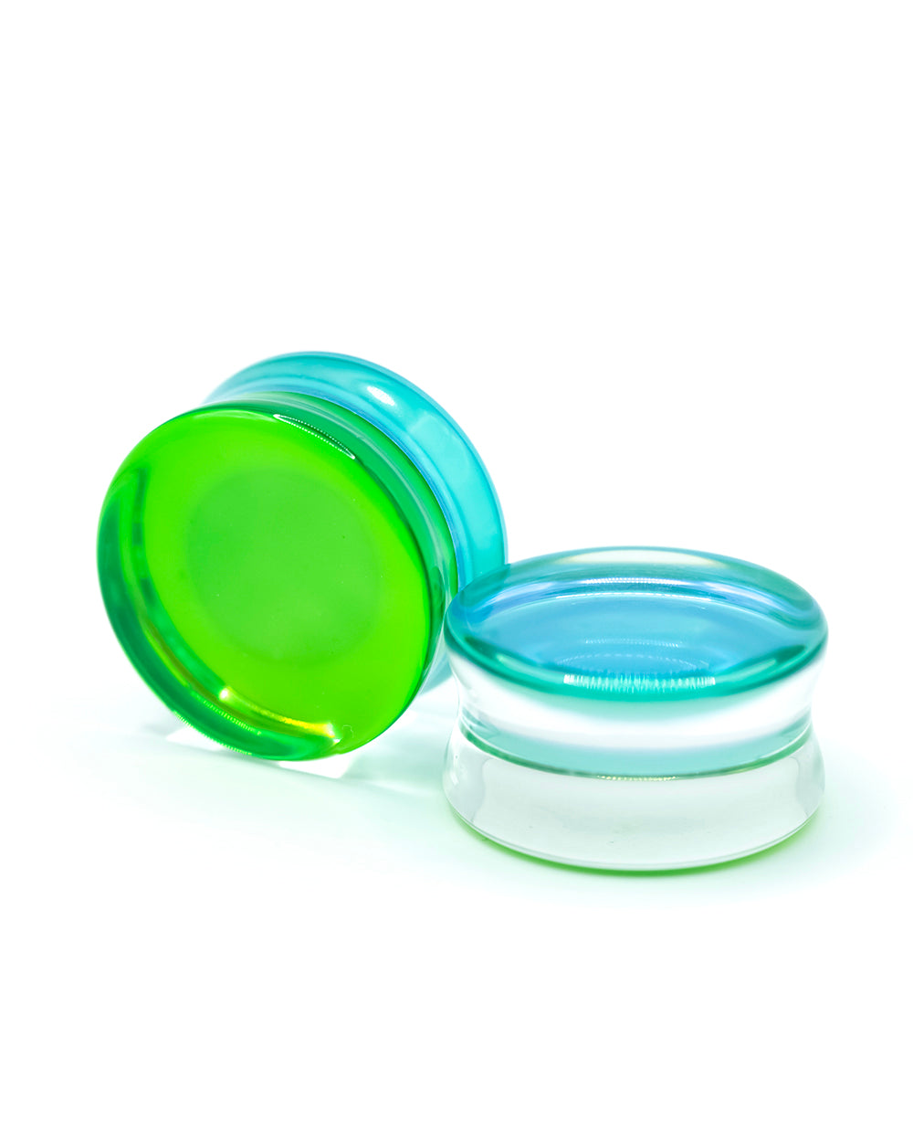 Flared Glass Plug | Green Aurora Borealis