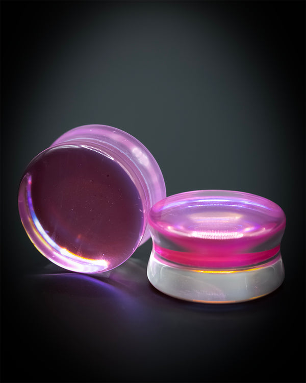 PINK AURORA BOREALIS FLARED GLASS PLUG