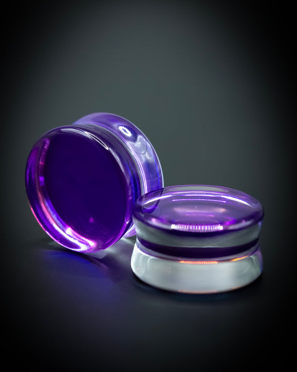 PURPLE AURORA BOREALIS FLARED GLASS PLUG