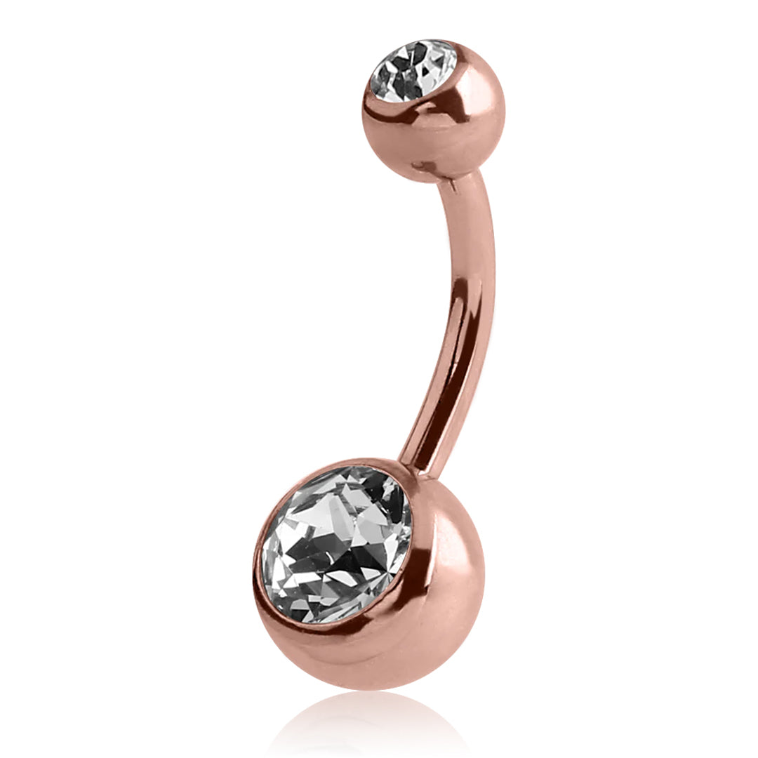 Rose Gold Surgical Steel Large Jewelled Navel Barbell