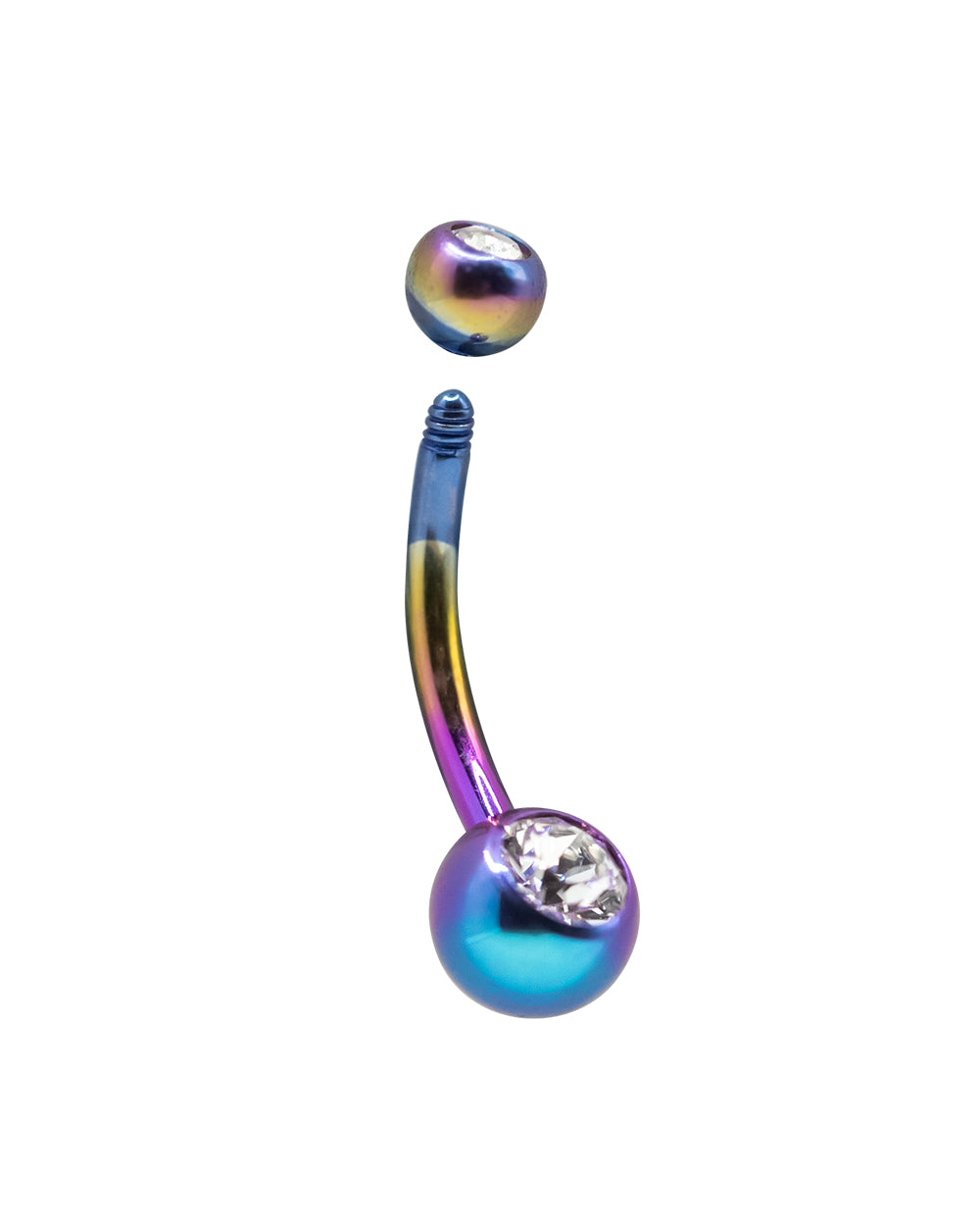 Rainbow Titanium Navel Bar CZ
