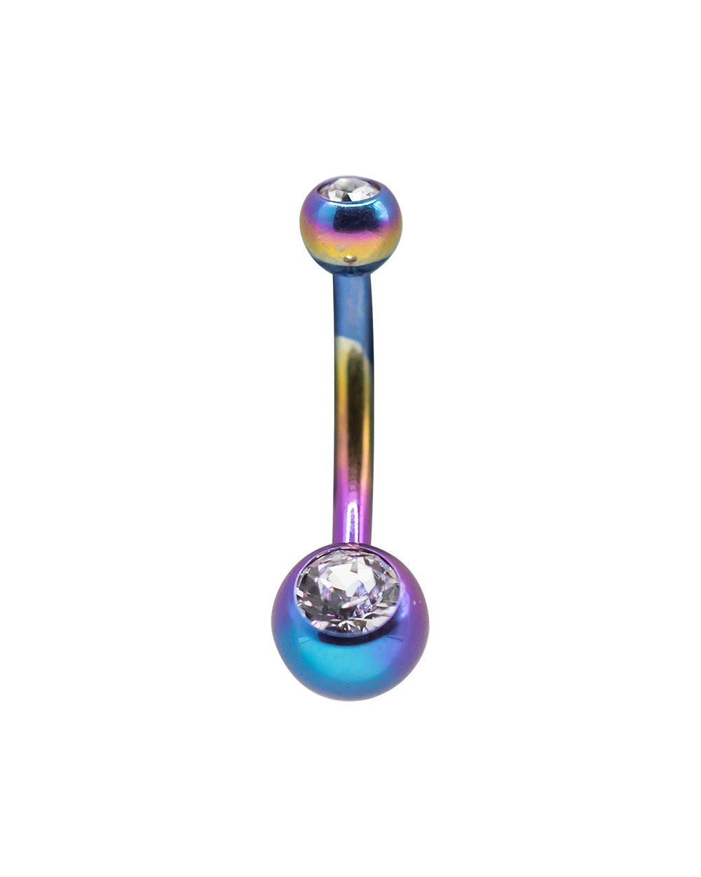 Rainbow Titanium Navel Bar CZ