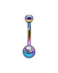Rainbow Titanium Navel Bar CZ