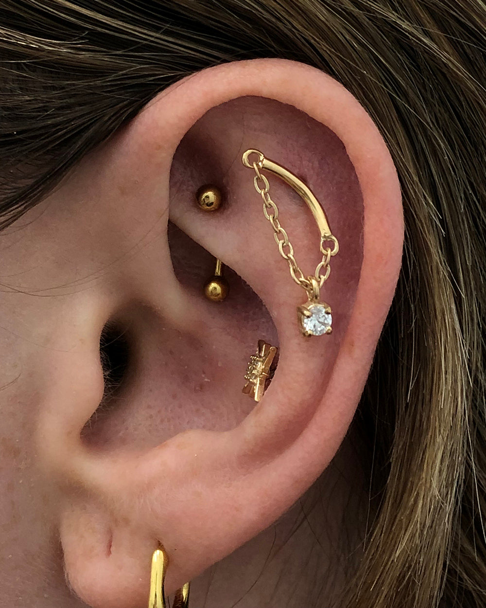 Surgical Steel Curved Barbell Gold