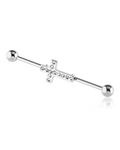 14 Gauge | Jewelled Cross 37mm Industrial Barbell