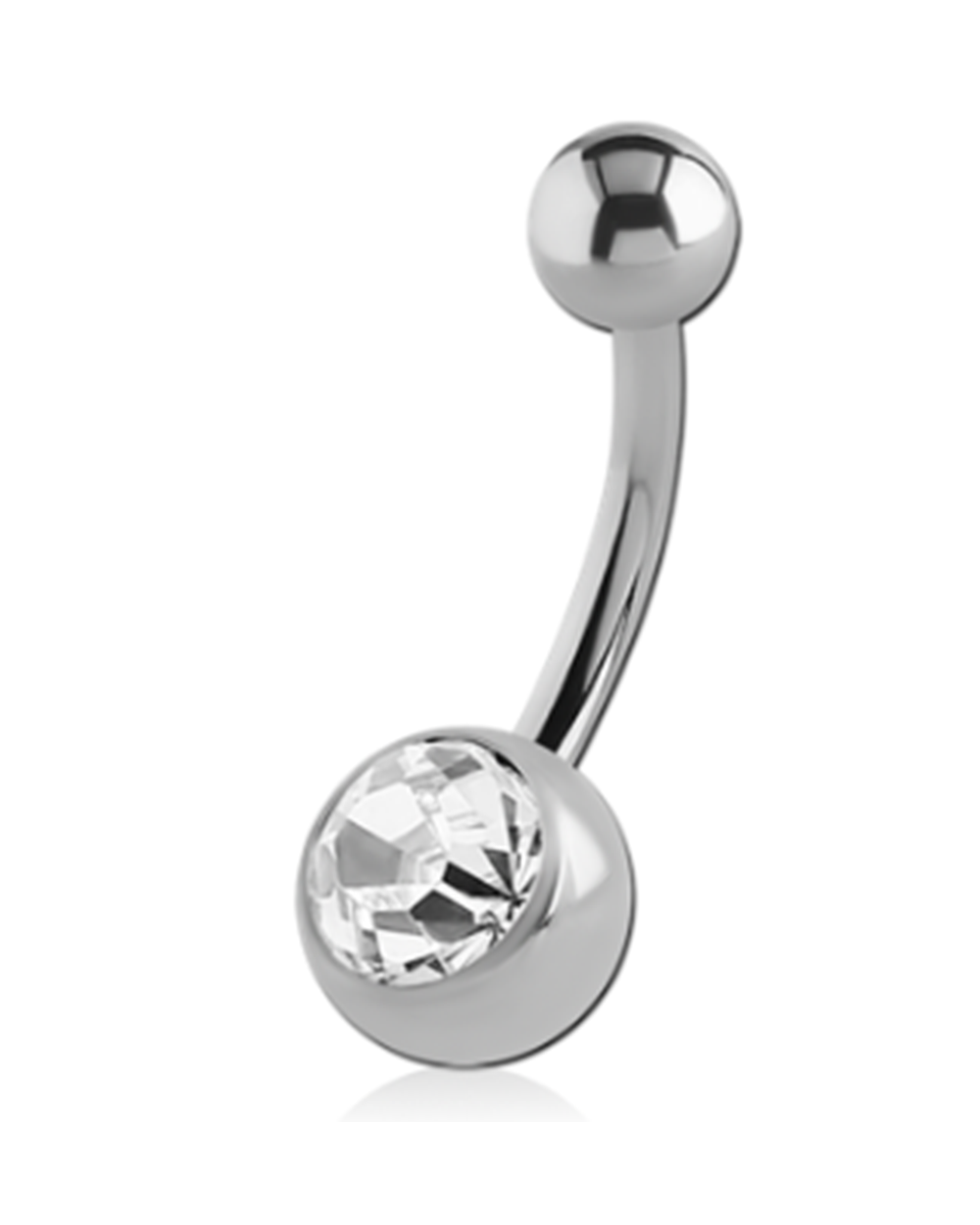 Titanium Jewelled Navel Barbell Silver