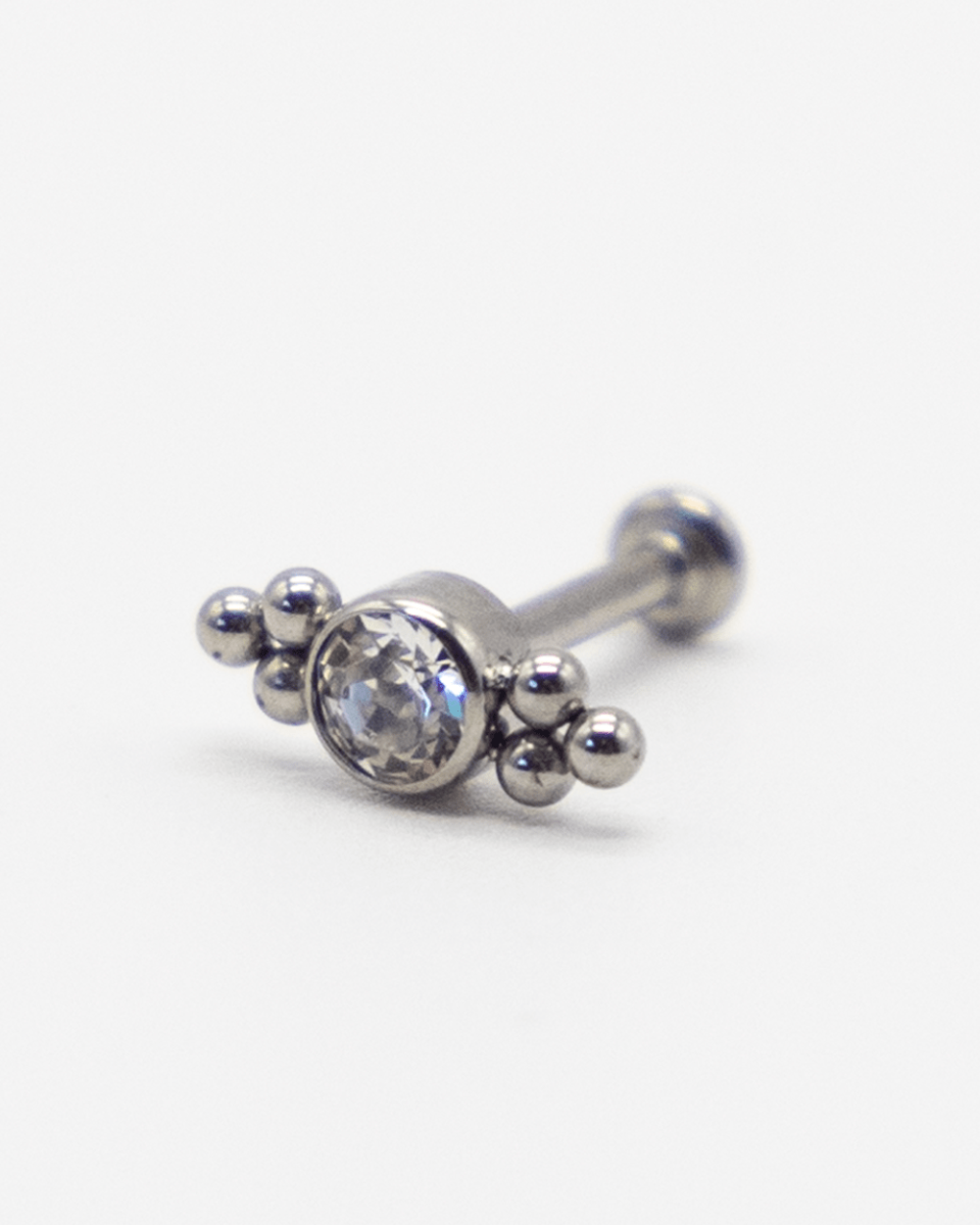 Internally Threaded CZ Cluster Titanium Labret Bar
