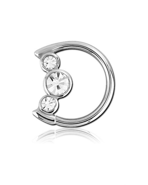 16 Gauge | Crystal Moon Right And Left Ear Daith Ring