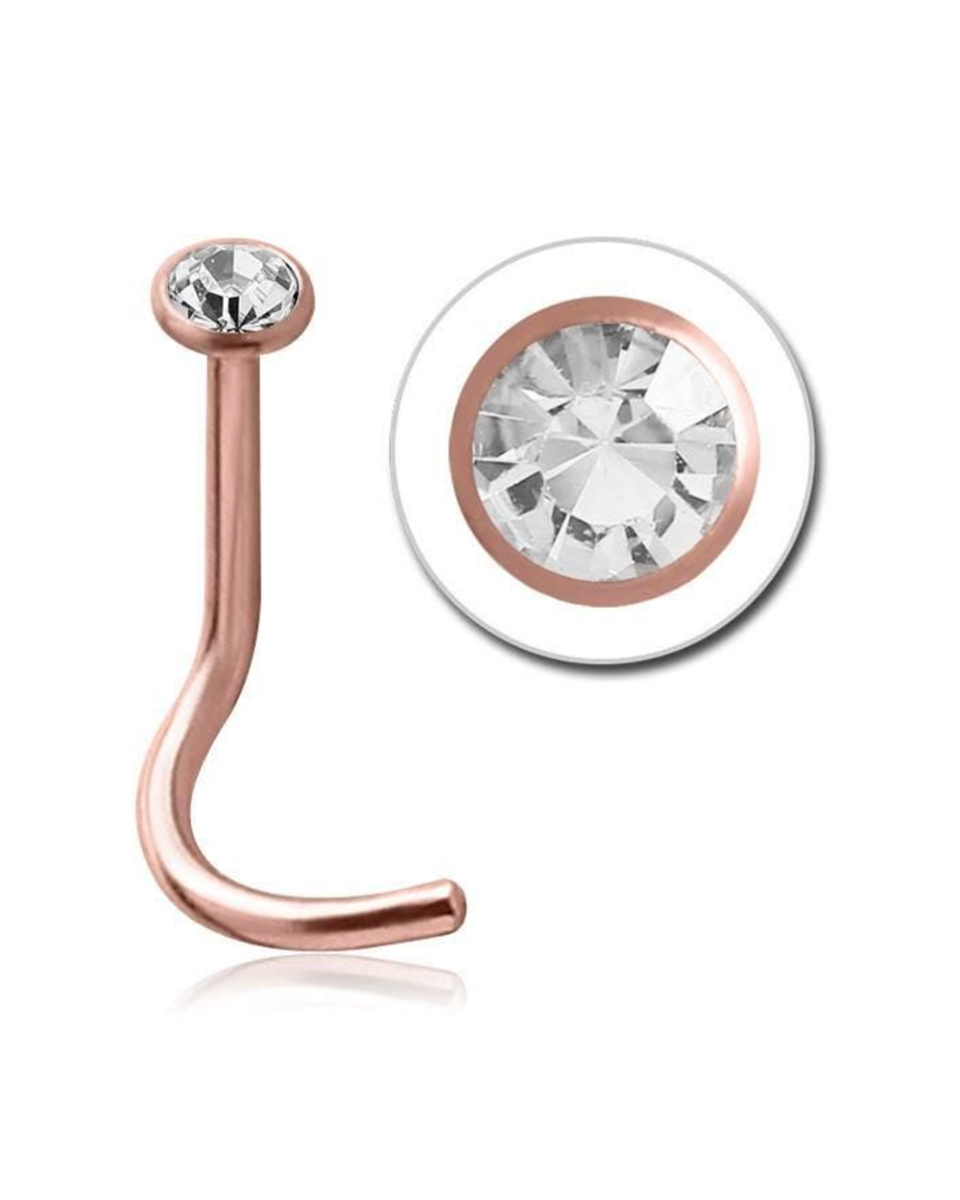 20 Gauge | Rose Gold Steel Cz Nose Stud