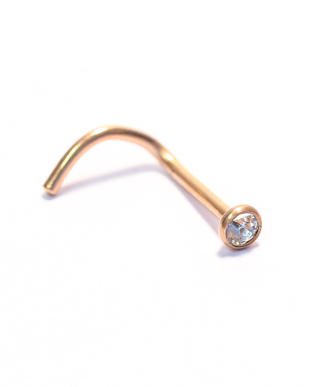 20 Gauge | Rose Gold Steel Cz Nose Stud