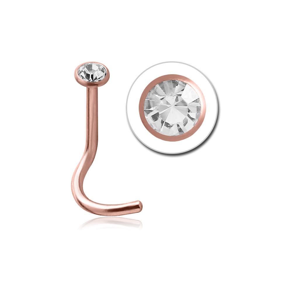 20 Gauge | Rose Gold Steel Cz Nose Stud