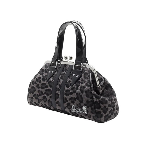 Faux Leopard Purse Grey & Black Bag