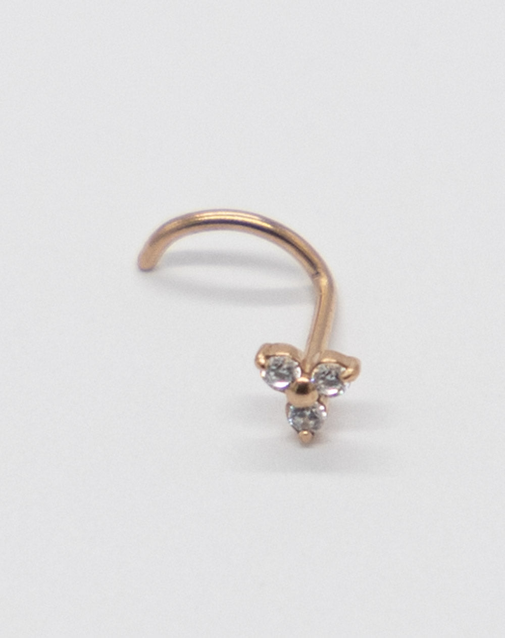 20 Gauge | Rose Gold Steel Trinity Cz Nose Stud
