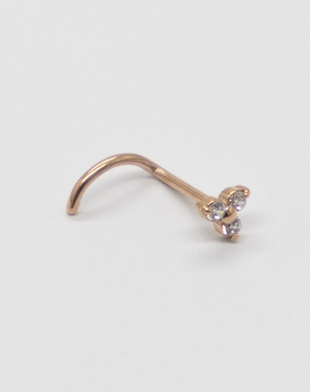 20 Gauge | Rose Gold Steel Trinity Cz Nose Stud