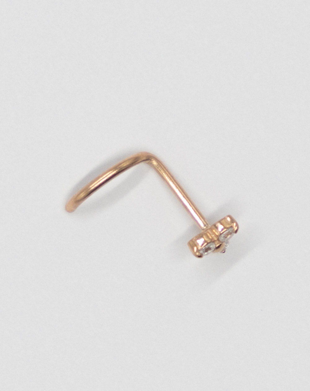 20 Gauge | Rose Gold Steel Trinity Cz Nose Stud