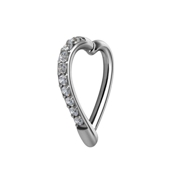 Crystal Heart Navel Curved Barbell