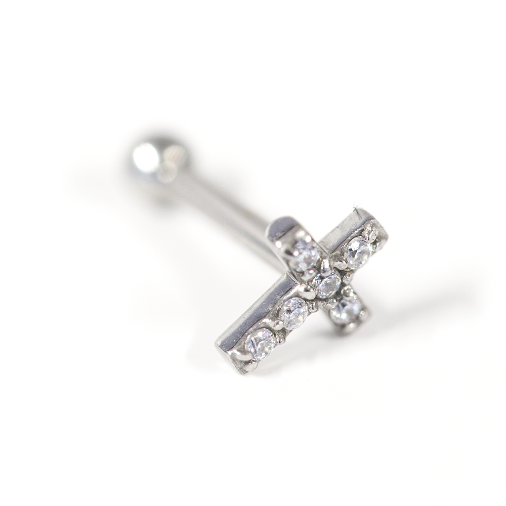 Crystal Cross Straight Barbell