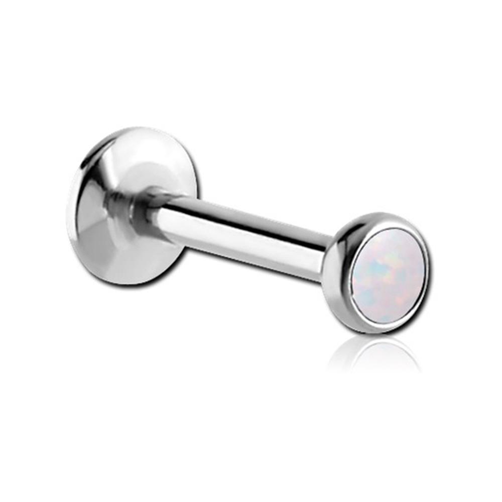 Opal White Internally Threaded Labret Bar