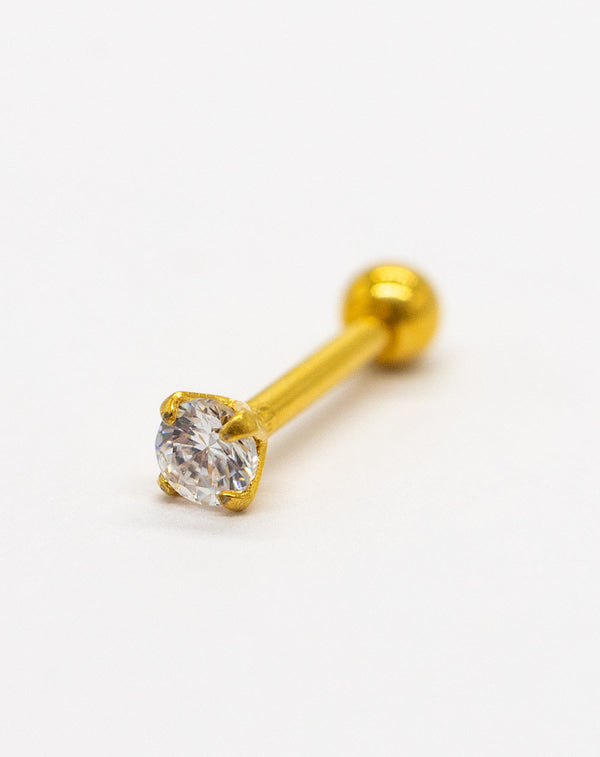 16 Gauge | Gold Sss 8Mm Jewelled Cz Micro Barbell