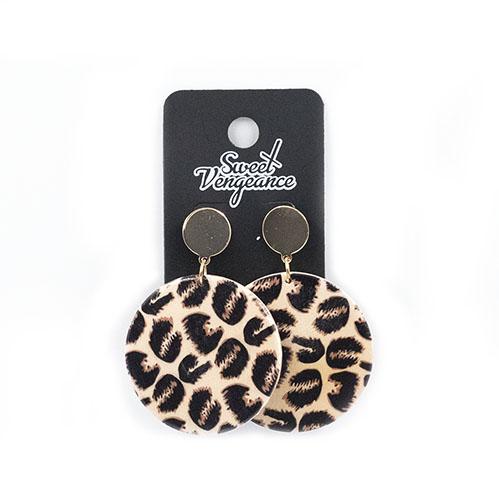 Gold Round Leopard Earrings