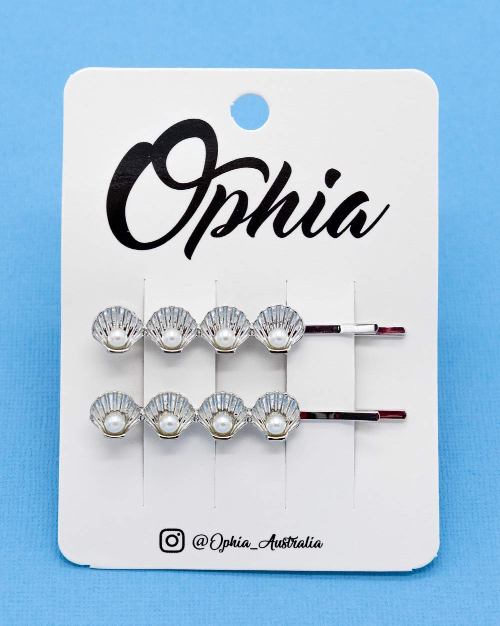 Hair Pin Silver Shell With Pearls