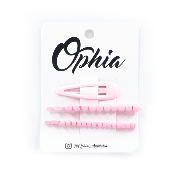 Baby Pink 3 Pack Clips