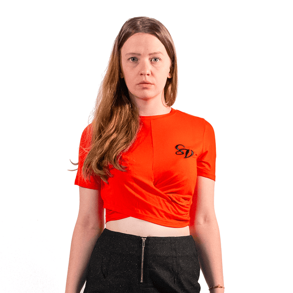Sv Embroided Red Crop