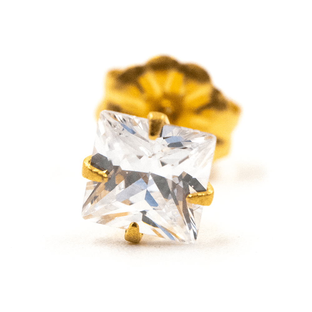 Gold Jewelled Square Stud