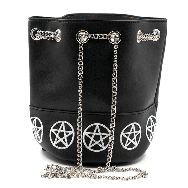 Bag - Bucket Bag W/ Pentagrams Black Sv