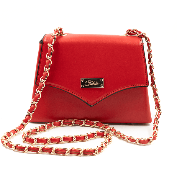 Purse - Small Red X-Body With Pointed Fold Ophia
