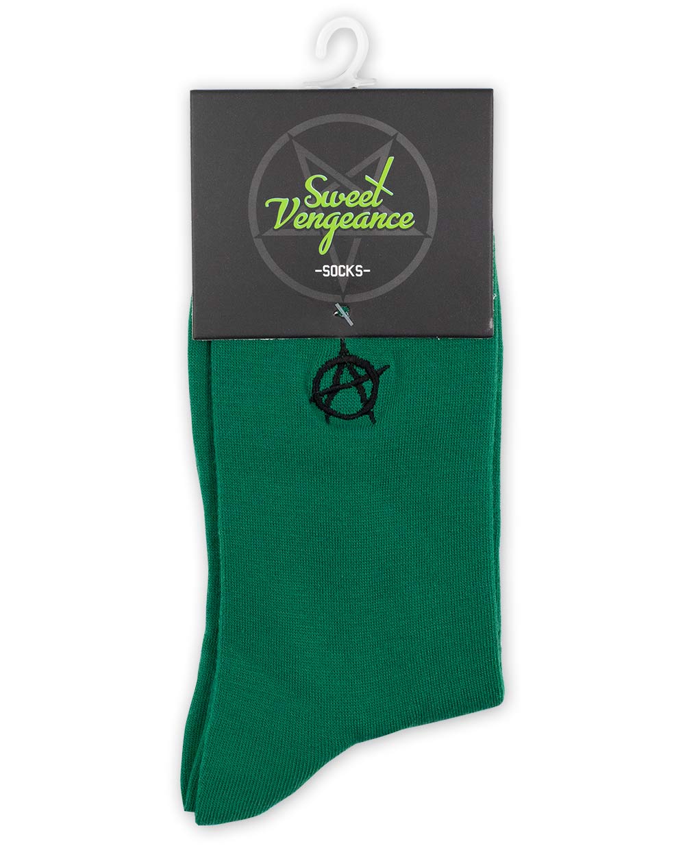 Socks - Calf Socks Dark Green W/ Anarchy Emb Sv