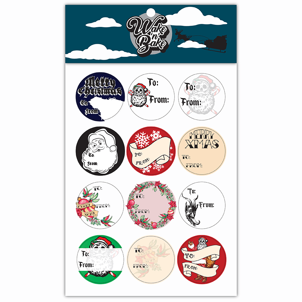 WAKE 'N' BAKE | 24 PACK OF TATTOO XMAS STICKERS