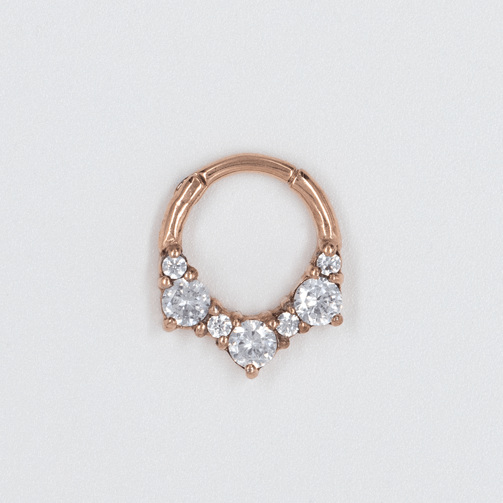 16 Gauge | 8mm Rose Gold 7 Cz Hinged Clicker