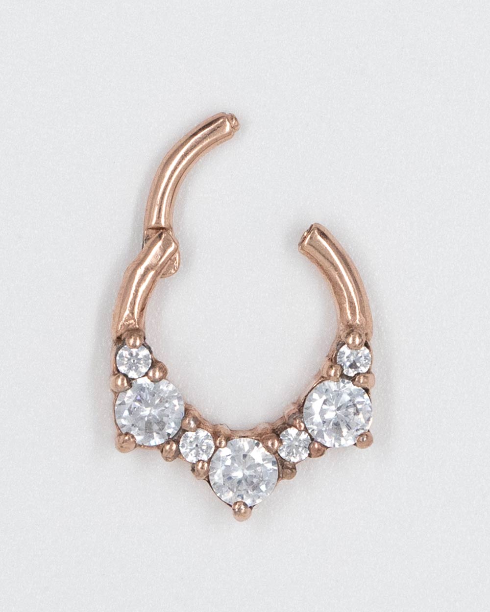 16 Gauge | 8mm Rose Gold 7 Cz Hinged Clicker