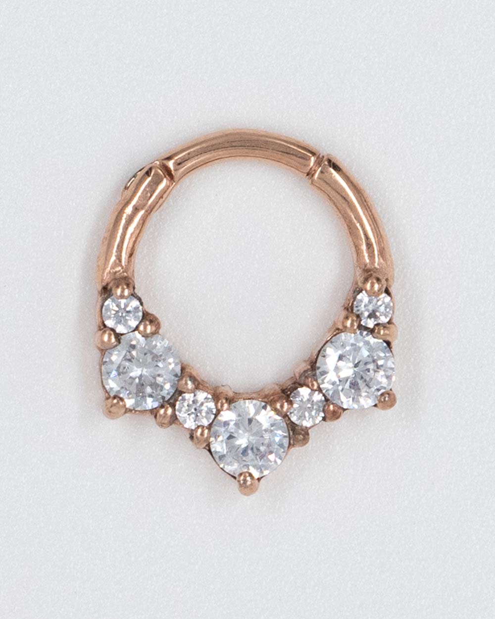 16 Gauge | 8mm Rose Gold 7 Cz Hinged Clicker