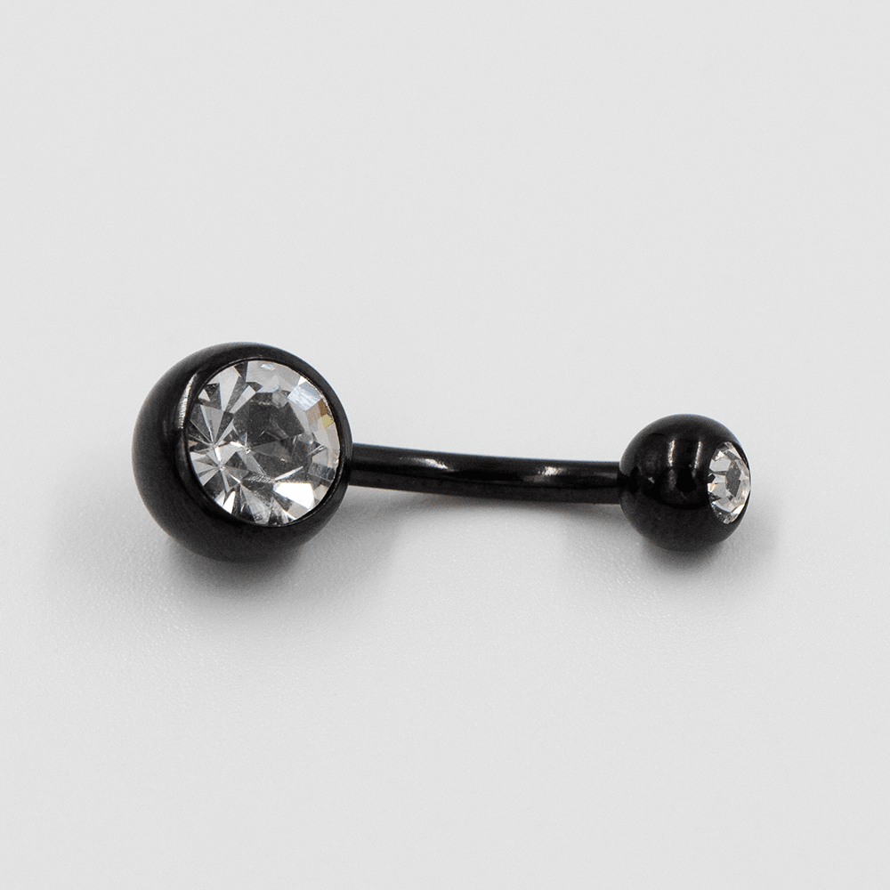 14 Gauge | Black Sss Cz Gem Navel Curved Barbell