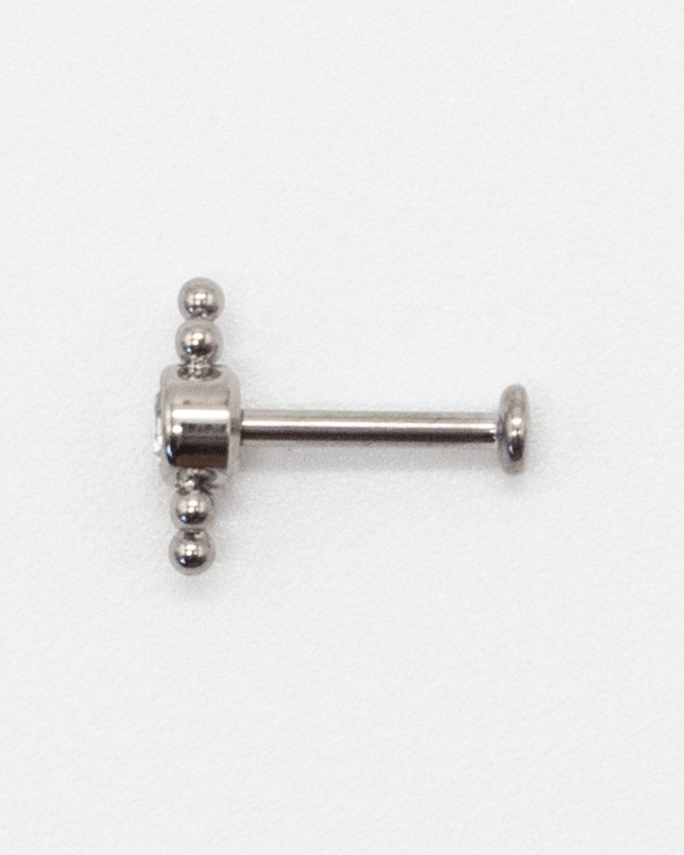 Internally Threaded CZ Cluster Titanium Labret Bar