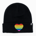 Rainbow Heart Black Beanie