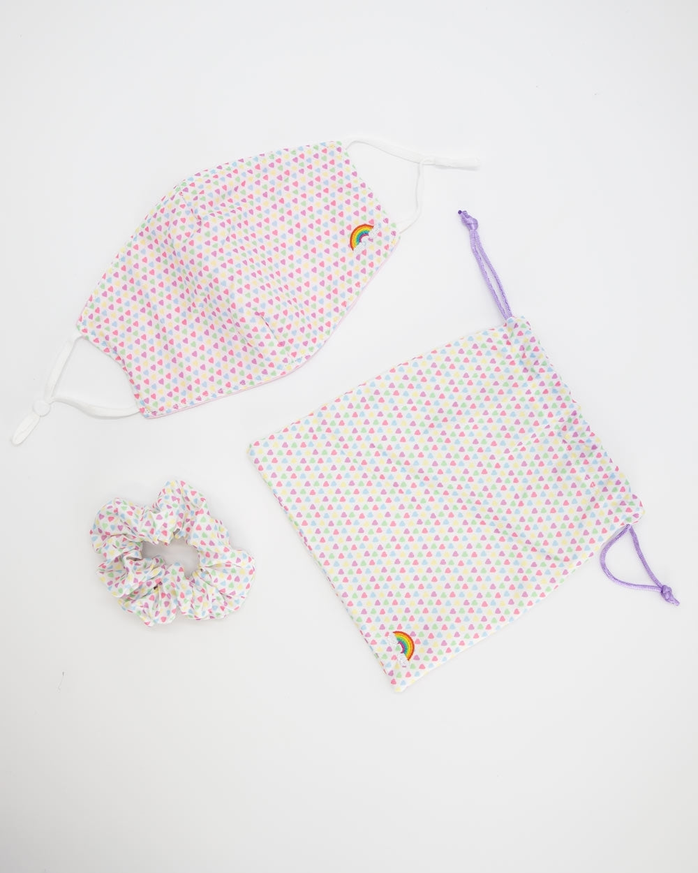 Prismatic Hearts Mask & Scrunchie Pack
