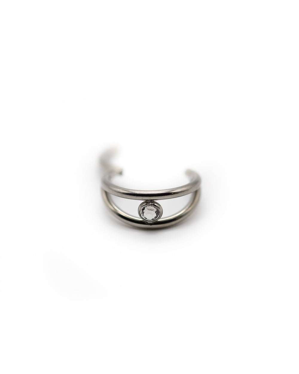 Titanium Hinged Double Ring W/Diamonte