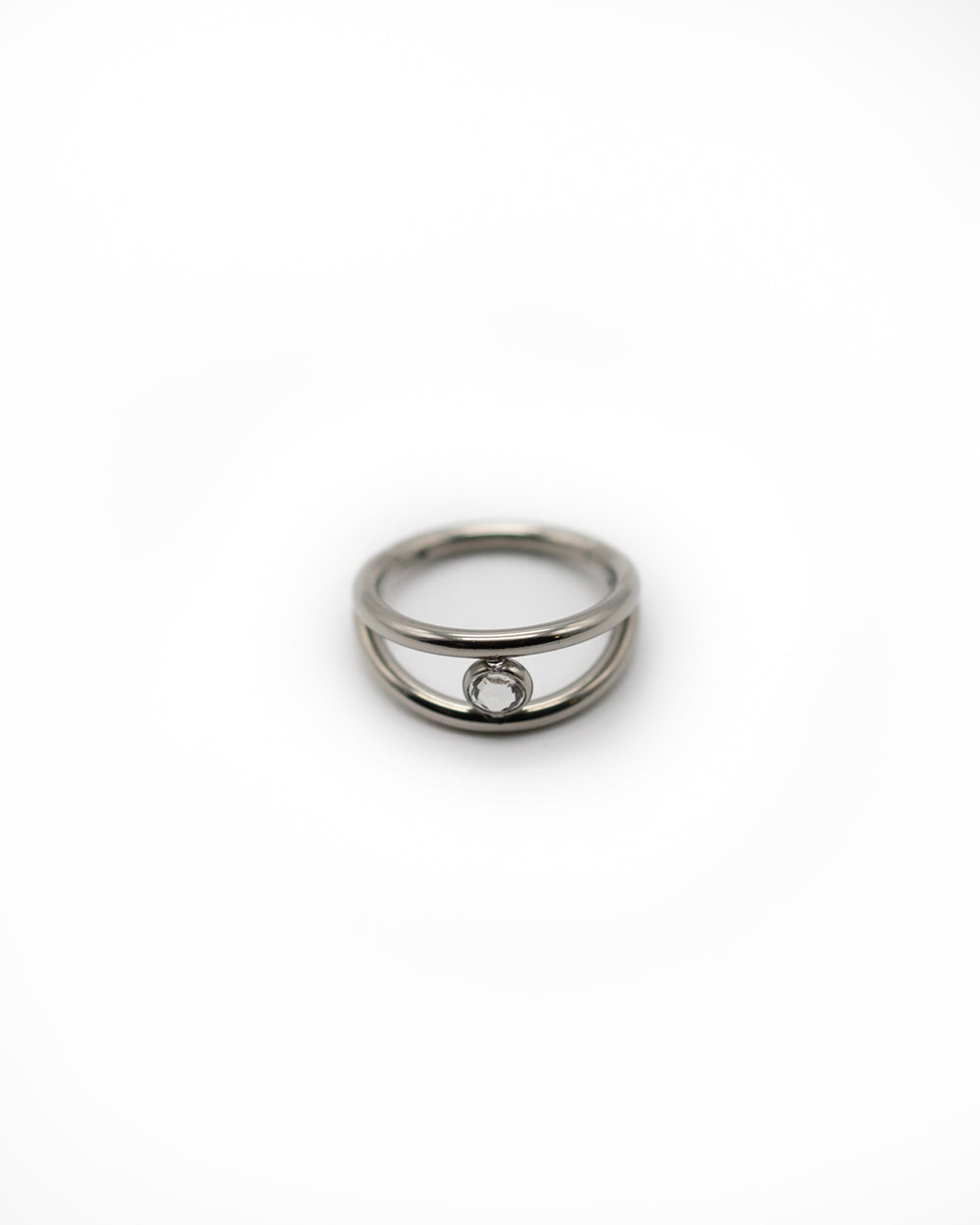 Titanium Hinged Double Ring W/Diamonte
