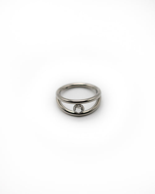 Titanium Hinged Double Ring W/Diamonte