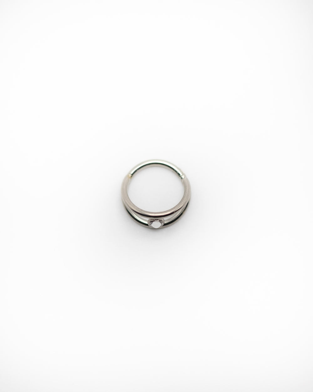 Titanium Hinged Double Ring W/Diamonte