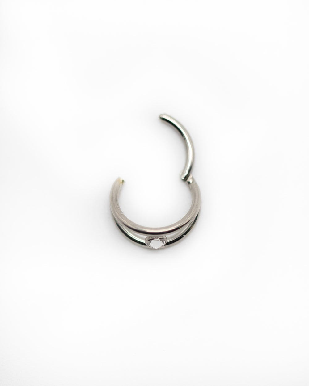 Titanium Hinged Double Ring W/Diamonte