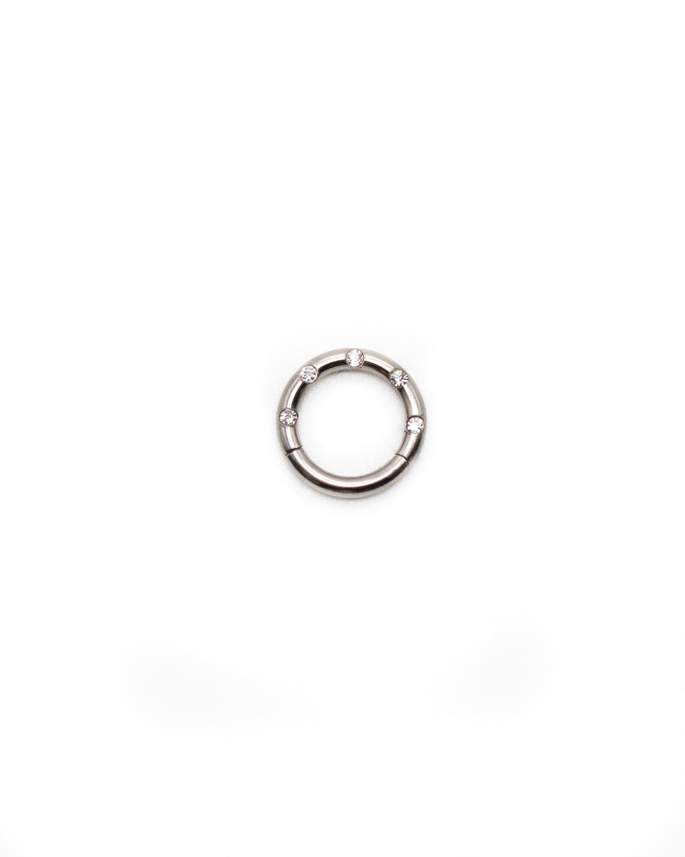 Titanium Hinged Ring with Diamonte Detail