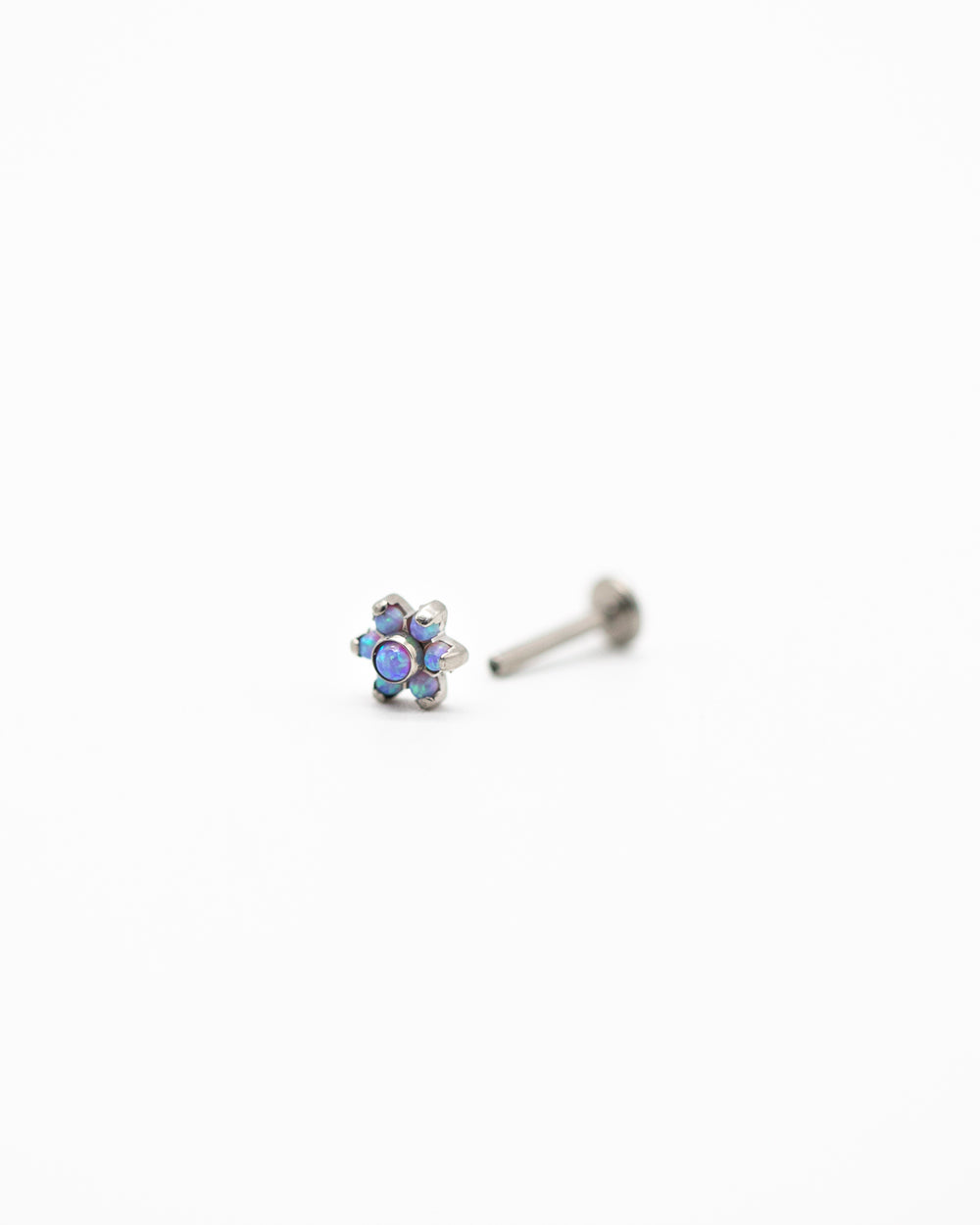 Titanium Internal Thread Opal Flower Labret Bar