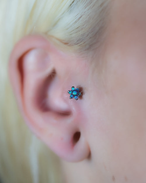 Titanium Internal Thread Opal Flower Labret Bar