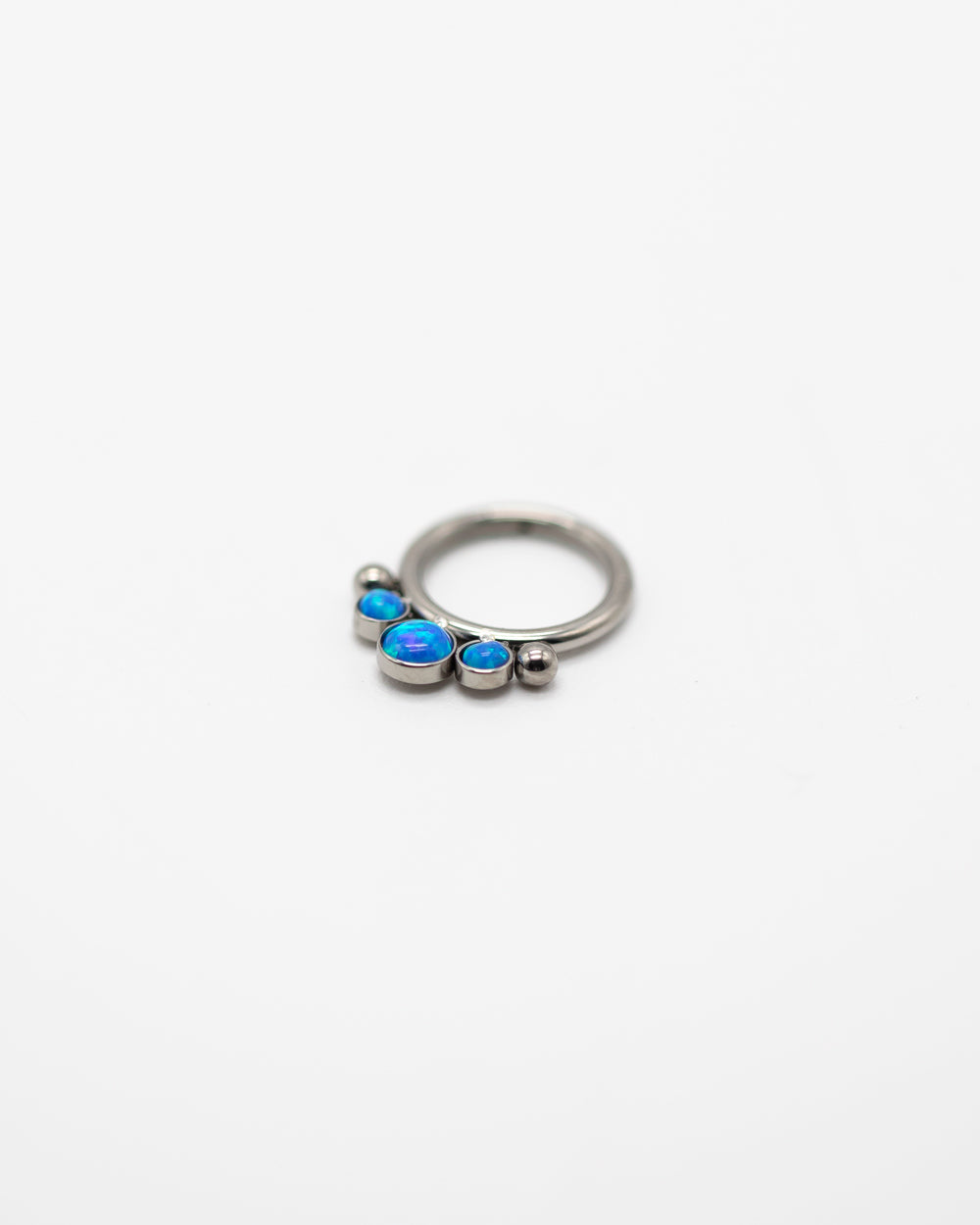 Titanium Hinged Ring W Blue Opal