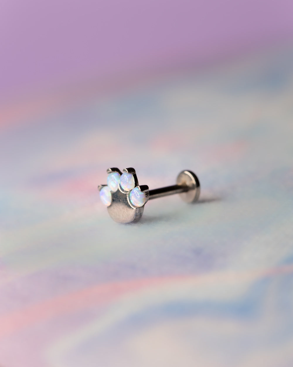 Titanium Internal Thread Opal Paw Labret Bar