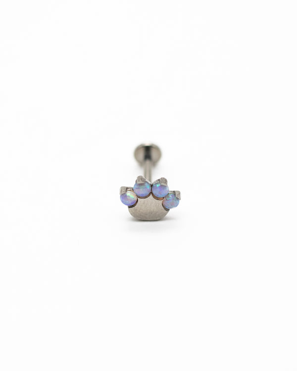 Titanium Internal Thread Opal Paw Labret Bar